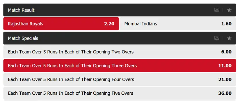 Cricket Bet Types